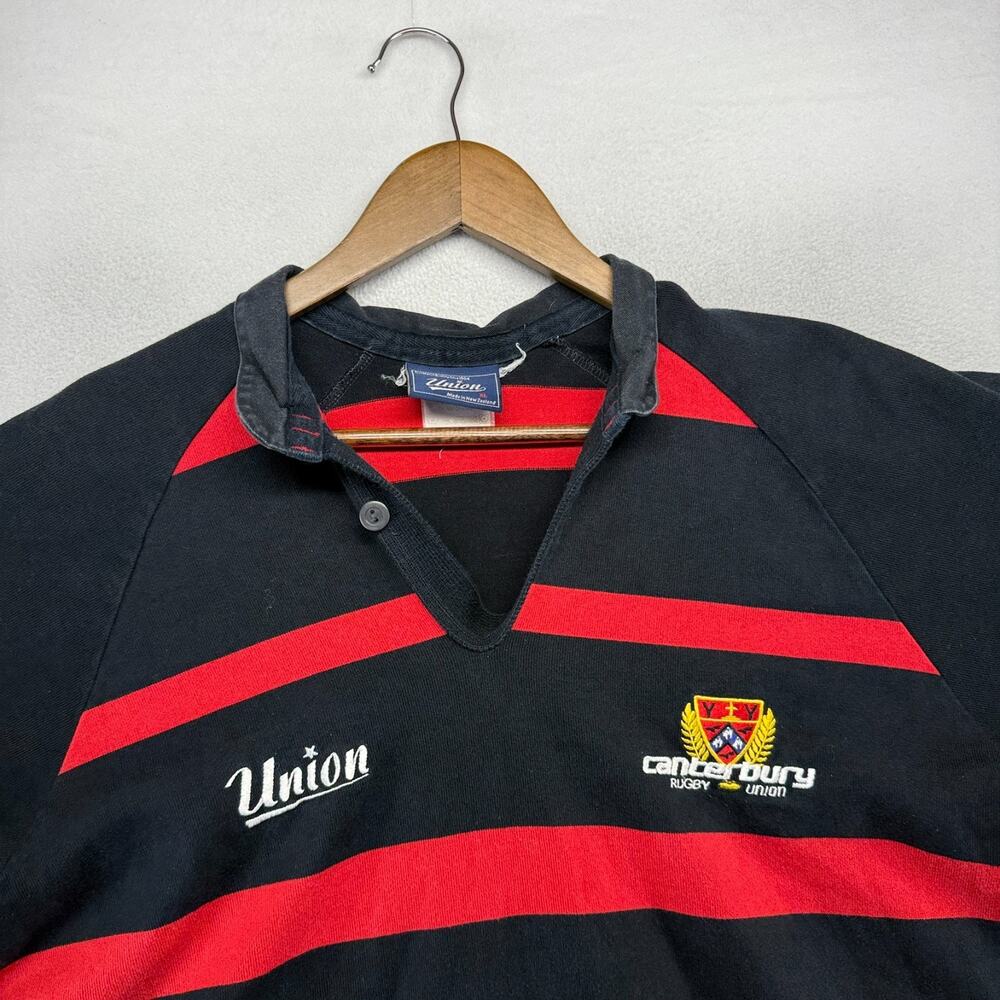Vintage Canterbury Union Rugby Shirt men's XL Black red Striped Embroidered 90s